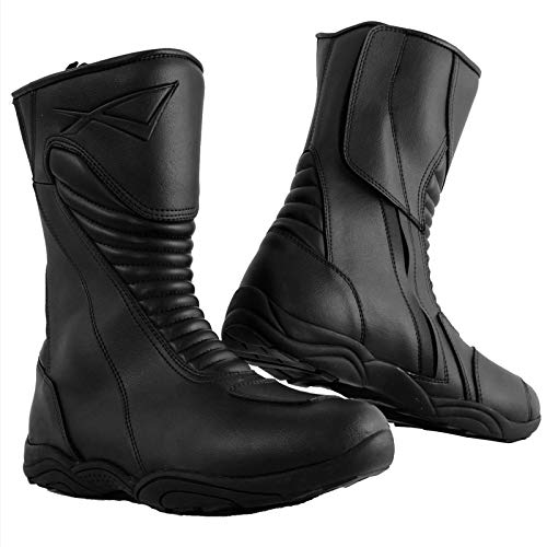 A-pro Moto Botas impermeables Touring Motocicleta Scooter Zapatos Motorista Negro 40