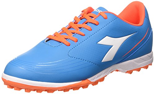 Diadora - 750 IV TF, Zapatillas de fútbol Sala para Hombre, Azul Rojo Fluo, 39 EU