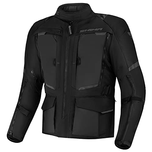 SHIMA HERO 2.0 Chaqueta Moto Hombre -Toda Estaciones Cazadora Moto Cordura Textil Hombre con membrana impemeable capa calefactora CE protecciones, ajuste de la anchura (Negro, S), HERO 2.0 MEN JKT