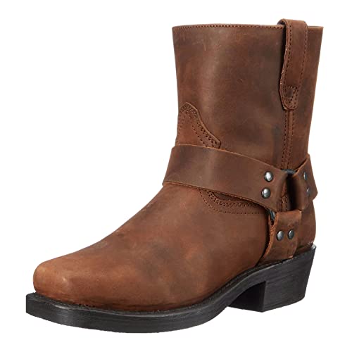 Botas de Vaquero para Hombre, Botas Cowboy & Biker, Boots Occidentales de Piel, Botas a Media Pierna Sin Cordones Antideslizantes,Marrón,43 EU