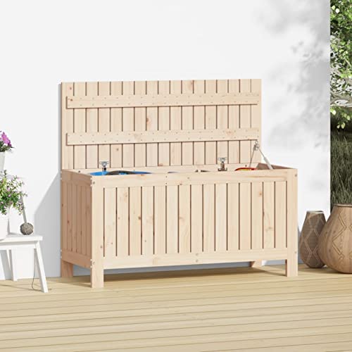 Tidyard Baúl de Almacenaje Caja de Almacenaje Arcón Interior y Exterior Baúl Organizador Cofre de Cojines Cajón,Cajón de Jardín Balcón Patio Terraza Madera Maciza de Pino 108x42,5x54 cm