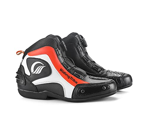 Botas de Moto Zapatos para Motociclistas Antideslizante Transpirable, rojo, 43 EU