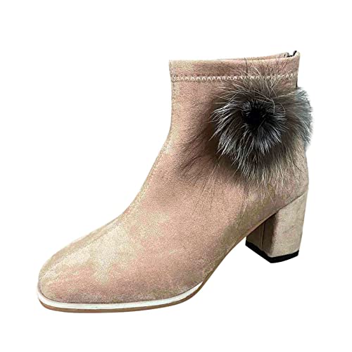 Dasongff Botines de tacón alto – Botas de invierno para señora Pies muy Sensible Botas Moto Cross Boots Botines Otoño Invierno Vintage Botas Equitación Marrón Botas de vaquero para Chelsea Boots,