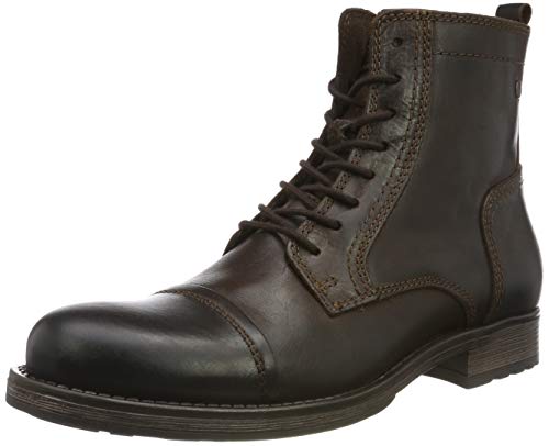 JACK & JONES Jfwrussel Leather 19, Botas Estilo Motero Hombre, Marrón (Brown Stone Brown Stone), 45 EU