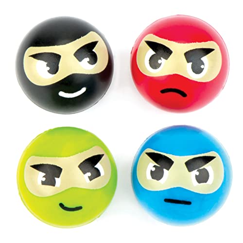 Baker Ross- Pelotas de Goma con diseños Ninja (Pack de 8) -Regalos infantiles para bolsas de cotillón