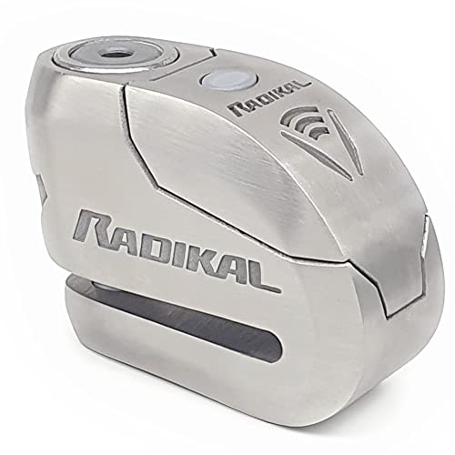 RADIKAL RK14S Candado Moto Disco Alarma Antirrobo Homologado Seguridad Premium, Acero Inoxidable Endurecido, Doble Cierre, SEK DISCTECH, Sistema Alarma Alta Gama con Warning, Activación Opcional, 14mm