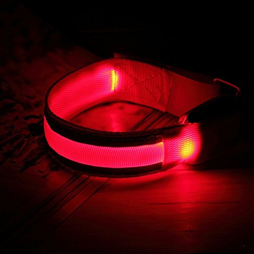 ZHOUBA LED Noche Deportes Brazalete intermitente Brazo Calentador Cinturón Bicicleta Correa Reflectante Seguridad (Rojo)