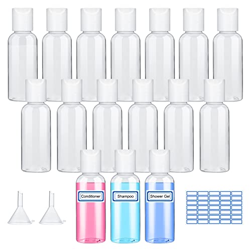 Sinofort 50ml Botes de Viaje Avion 16 Piezas Envases para Viajar en Avion 50 ml Frascos Viaje Avion Botellas Viaje Rellenables Botes Pequeños para Rellenar Cosmético Perfumes