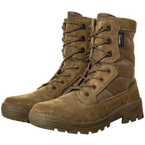 YEVHEV Tactical - Botas tácticas de seguridad militar para hombre, botas deportivas, botas militares para camping, senderismo, deportes, al aire libre, marrón, 44 EU