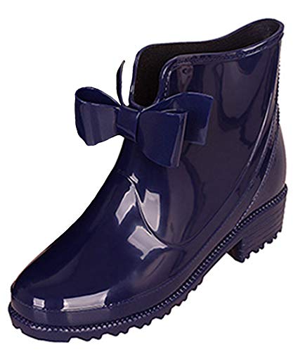 Botas Agua Cortas Goma Impermeables Botas de Lluvia para Mujer Botines Chelsea de Goma Outdoor Antideslizante Negro Azul Rojo 37 EU 38 Talla Fabricante