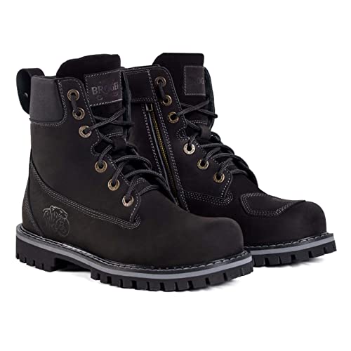 BROGER Alaska II Botas de Moto Cuero de Vaca Protectores Tobillo Sas-Tec Talón y Puntera Reforzados Plantilla Ortholite Absorción de vibraciones Suela