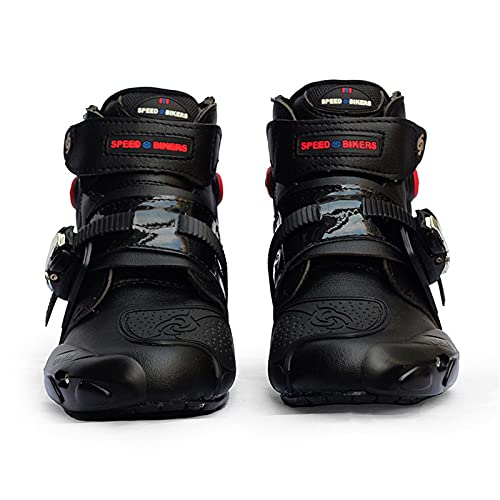 Sebasty Botas de Motocicleta Profesionales,Botas de Moto de Carreras de Verano para Hombres,Zapatos de Montar para Motocicletas,Gran Tamaño 40-47,Black-40