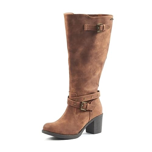 GABYLOU - Botas de pantorrilla ancha XL para mujer - Modelo Chrystel, marrón claro, 39 EU X-Large