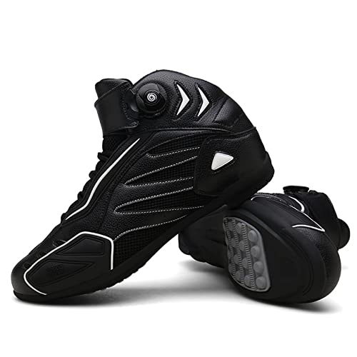 VCXZ Botas de Motocicleta Hombres Zapatos de Motocicleta Botas Motocross Moto Montando Carreras Botas Botas Botas de Tobillo Zapatos,Negro,43