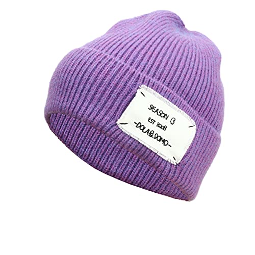 Générique De Beisbol Hombre Sombreros Skully Knit Grueso Puño de Doble Capa para Hombres Sombreros Mujeres Daily Winter Warm & Beanie de béisbol Beisbol Baratas (Purple, One Size)