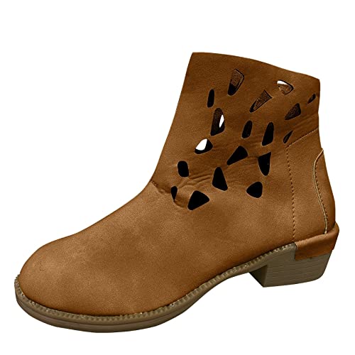 Dasongff Botas planas negras - Botas de tacón alto Plataforma Botas cortas romanas para mujer con tacones cuadradosS Botas de motorista Botas de moto Botas de invierno baratas, marrón, 40 EU