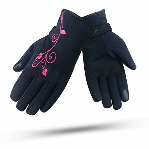 DEGEND Lady1 | Guantes Moto de Mujer Negro Rosa | Guantes Moto Invierno Impermeables Cortavientos y Transpirables con Forro de Invierno - Máxima Protecciones Homologadas - Accesorios Moto M