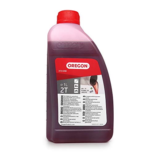 Oregon Aceite de Motor de 2 Tiempos, Aceite Mineral Semisintético para Mezcla, Combustión Limpia, Bajo Contenido de Cenizas, Protege el Motor y Mejora su Rendimiento, 2T, 1 Litro (O10-6366)