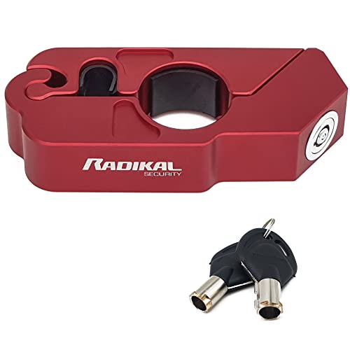 RADIKAL RK538R Candado Moto Antirrobo Palanca de Freno para Motocicleta, Bloqueo Acelerador Embrague Scooter, Antirrobo Manillar Seguridad Empuñadura, Universal