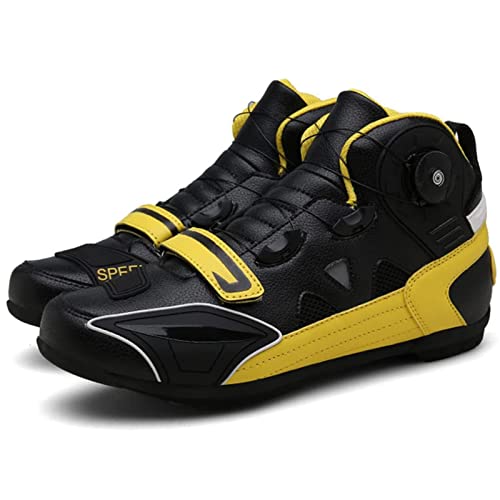 Botas de Moto para Hombre, Zapatos de Malla de Verano para Motocicleta, Botas de Motocross para Mujer, Botines para Moto de Carreras, Zapatos,Yellow-6UK