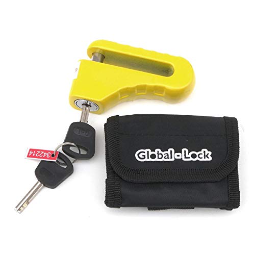 Global-Lock CLASSIC 10 Candado Disco Moto Antirrobo Pinza Disco pin de ø10mm Antirrobo Scooter Universal Seguridad, Bloqueo Disco Freno Moto + Funda