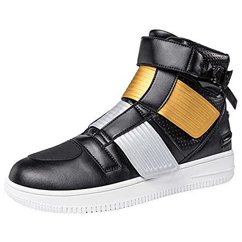 Botas De Moto De Cuero para Hombre Zapatos De Carreras Impermeables para Montar En Motocicleta, Antideslizantes De Talla Grande Informales para Exteriores,Negro,44 EU