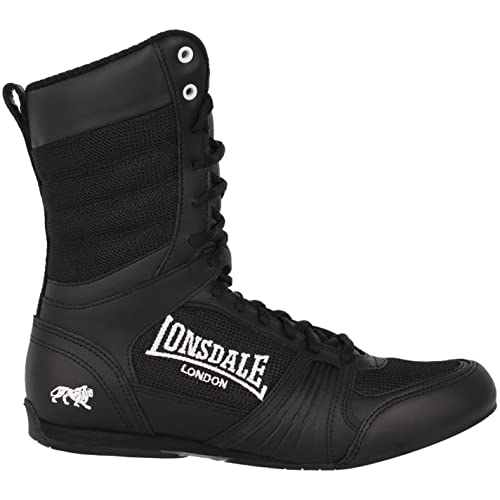 Botas de boxeo para mujer Lonsdale, calzado deportivo de cordones de corte medio, color Negro, talla 39