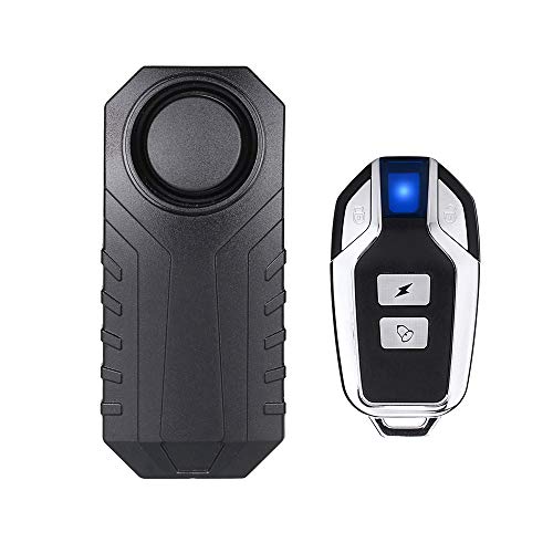 Mengshen Alarma Inalámbrica De Motocicleta/Bicicleta, Alarma De Seguridad Antirrobo con Control Remoto, IP55 A Prueba De Agua, 113 dB Súper Fuerte (Negro)