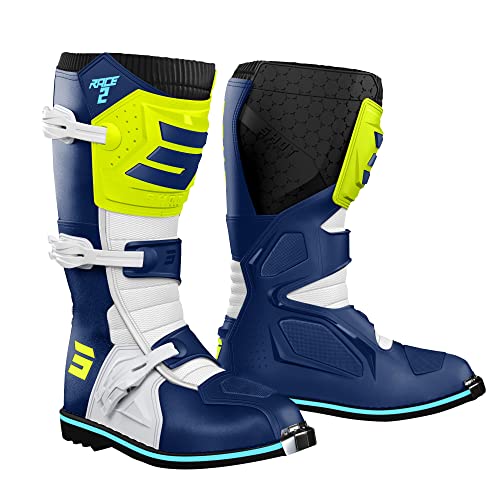 SHOT, par de botas de motocross RACE 2 blue neon yellow, 48