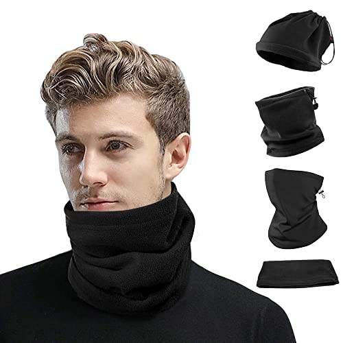 JORAKI Braga Cuello Hombre Mujer Forro Polar Calentadores de Cuello Multifuncional Bufanda Tubular Calentador de Cuello Pasamontañas para Correr Moto Ciclismo Esquí Invierno al Aire Libre (Black)