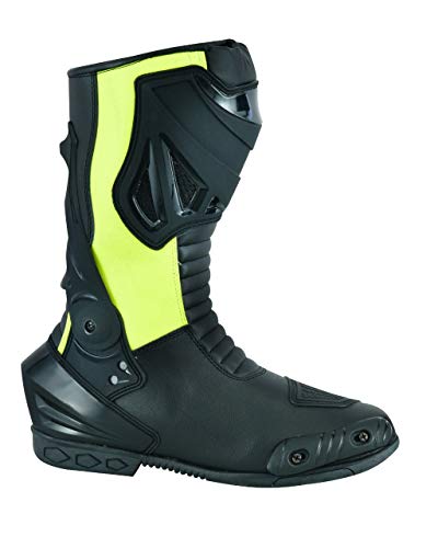 Jet Botas Moto Motocicleta Deportivas Hombre Armadura Impermeable Cuero (46 EU, Negro Fluro)