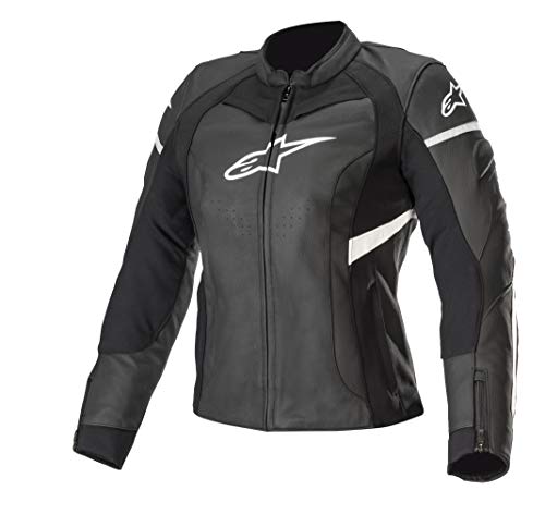 Alpinestars Chaqueta moto Stella Kira Leather Jacket Black White, Negro/Blanco, 46