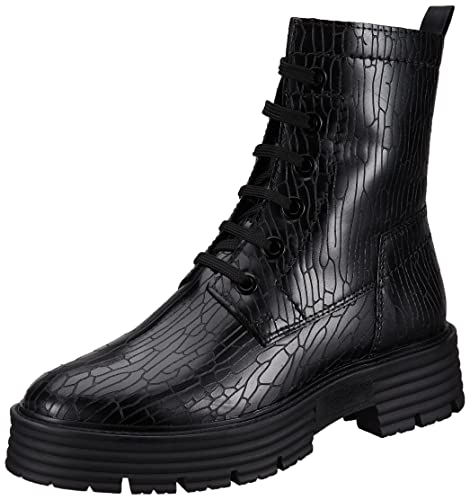 MARCO TOZZI 2-2-25216-29-Botines de Piel con Cordones, Botas Cortas al Tobillo Mujer, Black Str, 40 EU