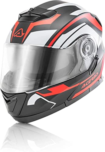 ACERBIS Casco Serel Graphics Casco Modular con Gafas de Sol Totalmente homologado (M, Rojo)