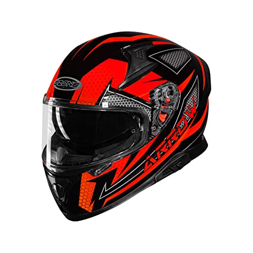 OZONE MOTO Arrow Casco de Moto Amplio ángulo de visión 2 tamaños EPS Numerosos Canales de ventilación Visera Parasol Visera antiniebla