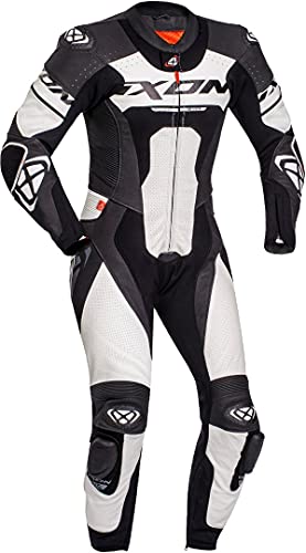 IXON Jackal - Traje de piel para motocicleta (1 pieza), negro/blanco, L