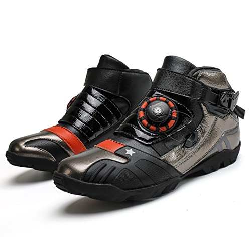 VCXZ Botas de Motocicleta de Moto, Zapatos de Ciclismo Transpirables Zapatos de Carreras de Bicicletas Luz de Peso, Envuelve a Todo el pie, Botas de Carreras de Motocross,Gris,41