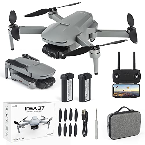 IDEA37 Drones con Camara 4k GPS Profesional, Gimbal de 2 Ejes con EIS HD Cámara, 5GHz Wifi FPV Transmisión, Dron Motor sin Escobillas, Localización de Flujo óptico, Tiempo de Vuelo 50 Min(2 Baterias)