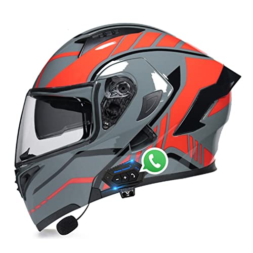 Smilfree Bluetooth Integrado Casco De Moto Modular,Cascos Modulares De Motocicleta Bluetooth con Doble Anti Niebla Visera,Cascos De Motocicleta Dot/ECE Homologado