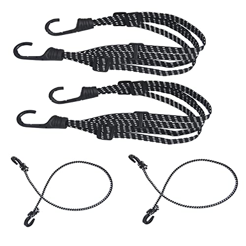 4sets Cuerdas elásticas con Ganchos:2pzs(60cm) Correa Elástica para Motos Bicicletas,Equipaje Ajustable;2pzs(100cm) Vendaje Cuerda,Pulpos Elasticos,para Transporte, Camping, encuadernación-Cebra