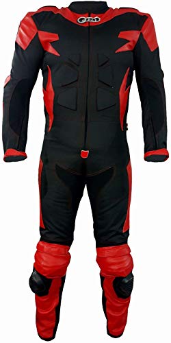 BI ESSE - Traje de Moto Completo de Cuero y Tela, Ideal para Carretera, Viajes Largos, Touring, pitbike, Completo con Joroba certificada y Protecciones rígidas (Negro Rojo, 4XL)