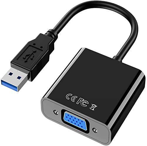 Aolirot Adaptador USB a VGA, USB a VGA Adaptador (Macho a Hembra) 1080P Full HD USB 3.0/2.0 a VGA Conversor de Video de múltiples Pantallas para Windows 10/8.1/8/7/10/XP