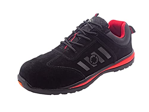 Security Line Kiwi Hombres Zapatos de Seguridad Cómodas Trabajo Zapatos Composute Puntera de Seguridad sin Metal Ligera S1P Ci SRC Transpirables Anti-Deslizante Trabajar Calzado, Negro, 36 EU