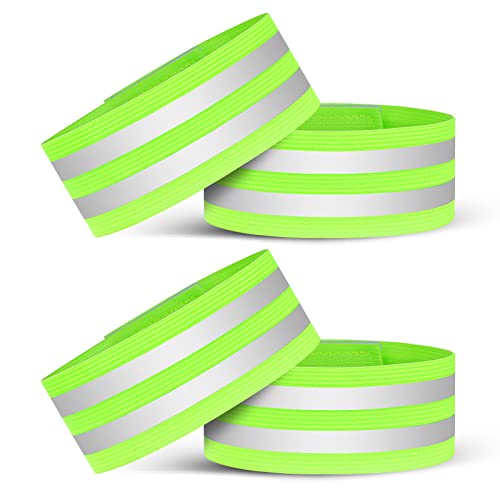 URAQT Bandas Reflectoras, Brazalete Reflectante Altamente Reflexivo, Bandas de Muñeca/Tobillo, Banda de Seguridad Reflectantes, Bandas de Neón para Running, Ciclismo, Adultos, Niños