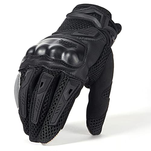 IRON JIA'S Guantes de Moto, Pantalla Táctil | Respirable | Guantes de Verano para Scooter para Carreras de Motos, Vehículos Todo Terreno, Escalada, Caza, Motocross y Aire Libre - Negro, XL