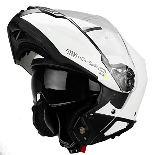 G-MAC Glide Evo Flip Front - Casco de moto (cierre delantero), color blanco