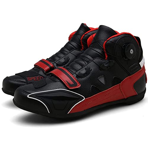 Botas de Moto para Hombre, Zapatos de Malla de Verano para Motocicleta, Botas de Motocross para Mujer, Botines para Moto de Carreras, Zapatos,Red-6UK