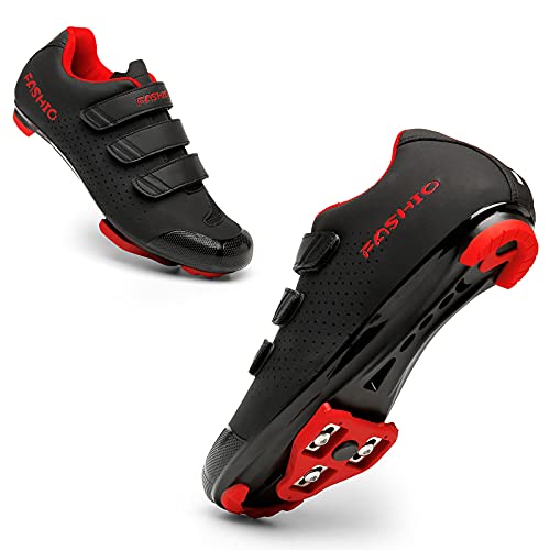 KUXUAN Zapatillas de Ciclismo Zapatillas de Ciclismo de Carretera para Hombre y Mujer Zapatillas de Ciclismo para Interior MTB Zapatillas de Ciclismo de Montaña,Adultos Unisex,Red-42EU