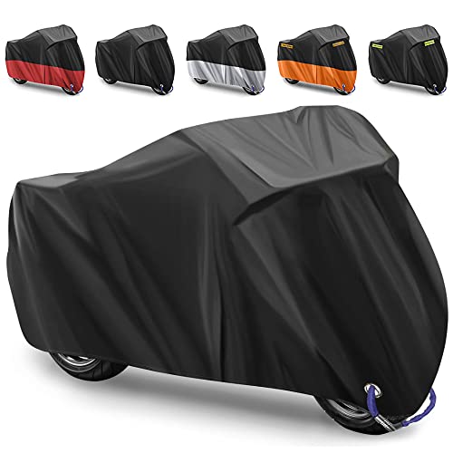 Funda para Moto Cubierta de la Moto Funda Protector para Moto Impermeable Funda para Moto 210D Tela Oxford Cubierta Protector Impermeable al Aire Libre contra Lluvia,Sol- 245X105X125cm(Negro)