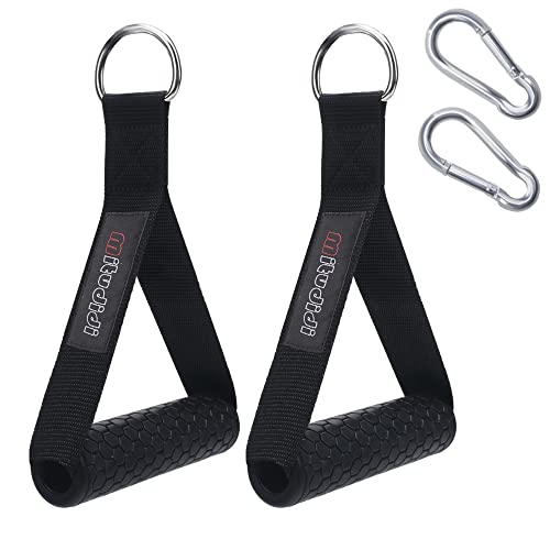 2pcs Mango de Resistencia para Ejercicios Agarres Poleas Gym Nylon Cuerda Tríceps Manija Empuñadura de Silicona Mosquetón Asas para Bandas de Resistencia, Poleas Gimnasio, Maquina Gimnasio